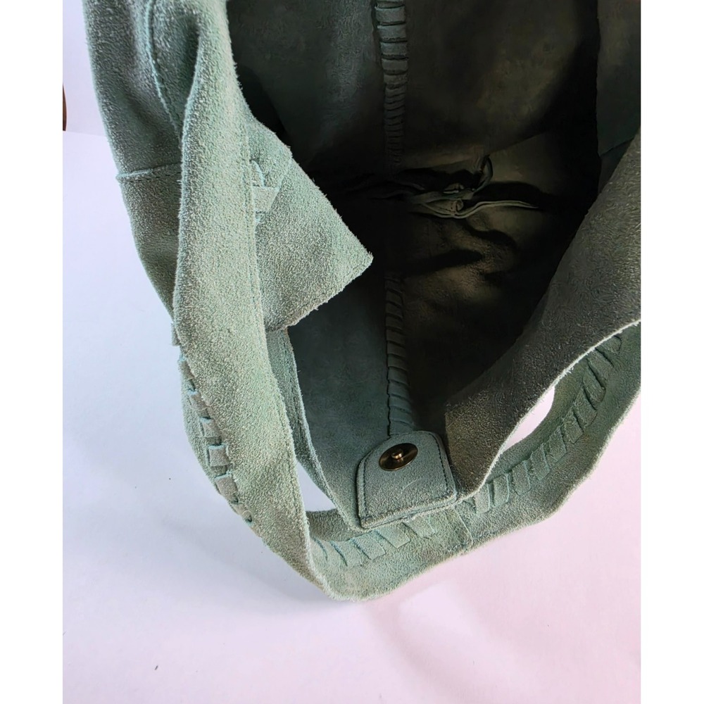 Haute Hippie Leather Suede Hobo Shoulder Bag Green Festival Boho Purse - Picture 10 of 13